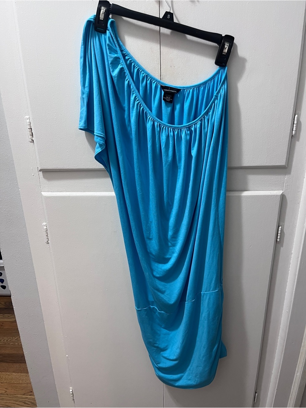 Moda International Turquoise One-Shoulder Jersey Dress